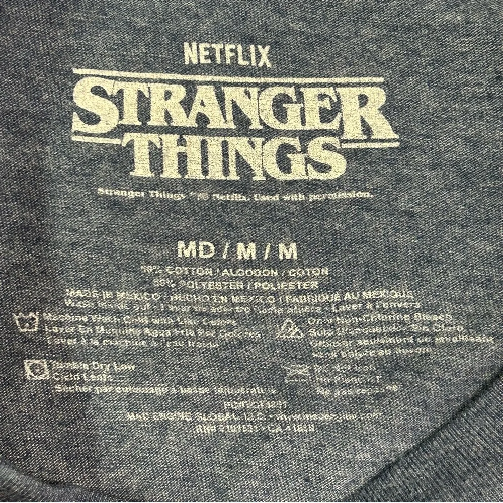 Stranger Things Graphic T Shirt Adult Size M Cotton Heathered Blue Pink Casual - Picture 4 of 8